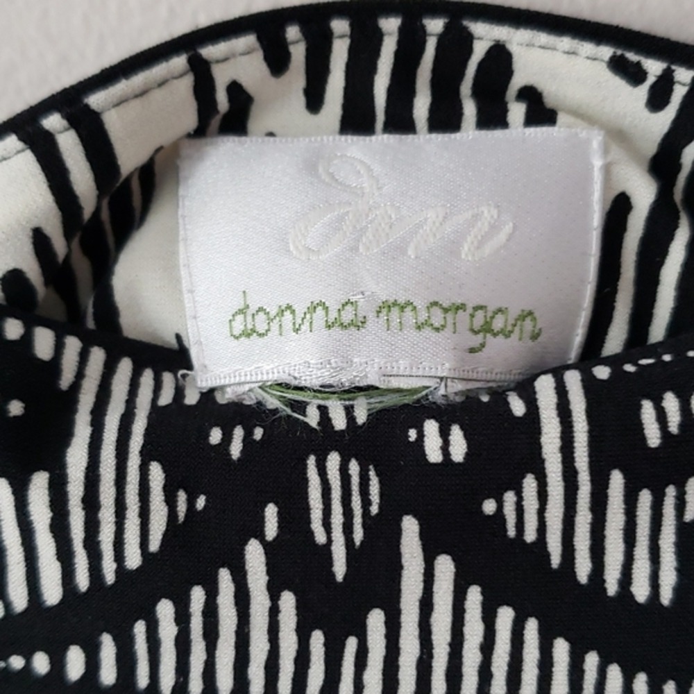 Donna Morgan Black and White Long-Sleeve Scroll Print Dress - Picture 6 of 7